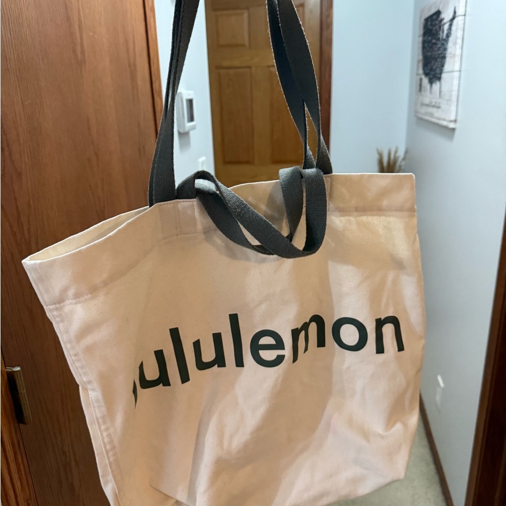 Lululemon Athletica Cream and Black Tote Bag